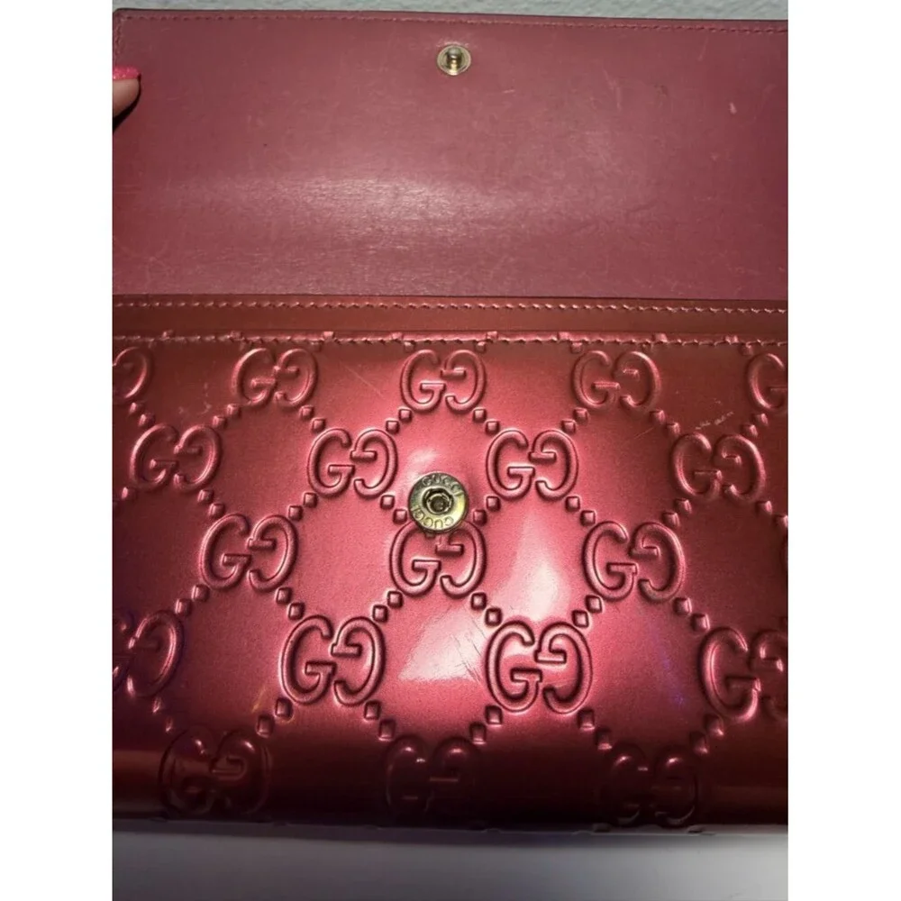 Gucci Metallic Rose Red Guccissima Continental Wallet - Picture 10 of 16